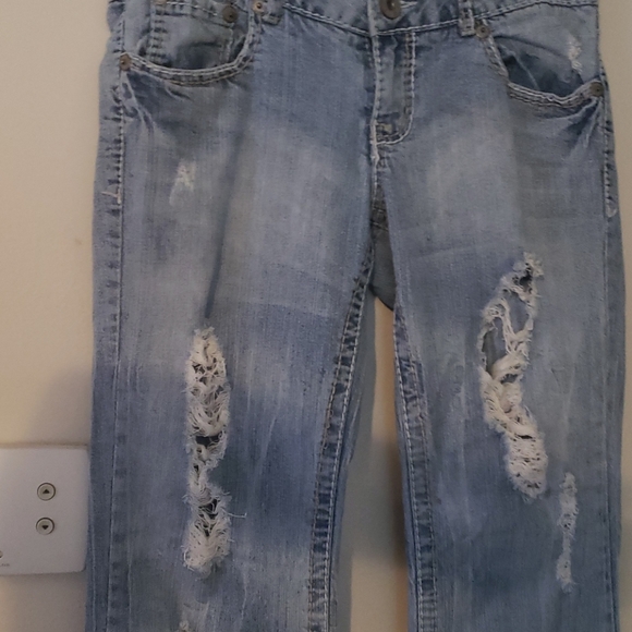 Red Camel Wide Leg Ripped Jeans Size 9 - Picture 3 of 7